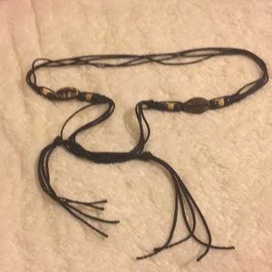 Leather hippie boho waist belt with beads.